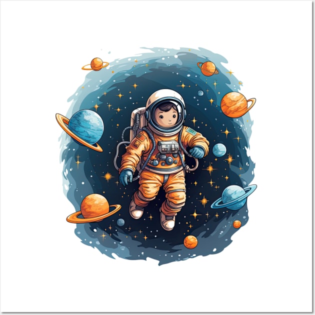 Colorful Astronaut in Space #12 Wall Art by Chromatic Fusion Studio